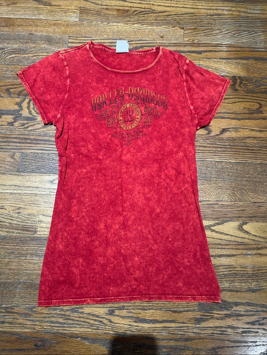 Harley-Davidson Tops - Harley-Davidson Red Mineral-Wash Short Sleeve Graphic Tee